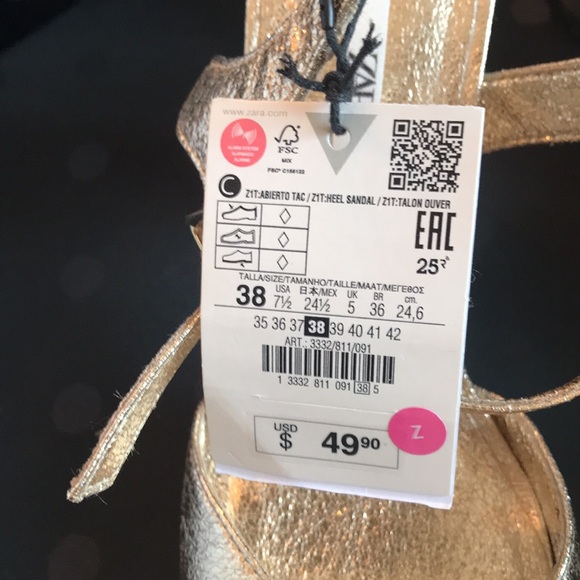 NWT Zara Gold Women's Platform Sandals Size 7.5 USA / 38 Europe 🌟 - Picture 4 of 11